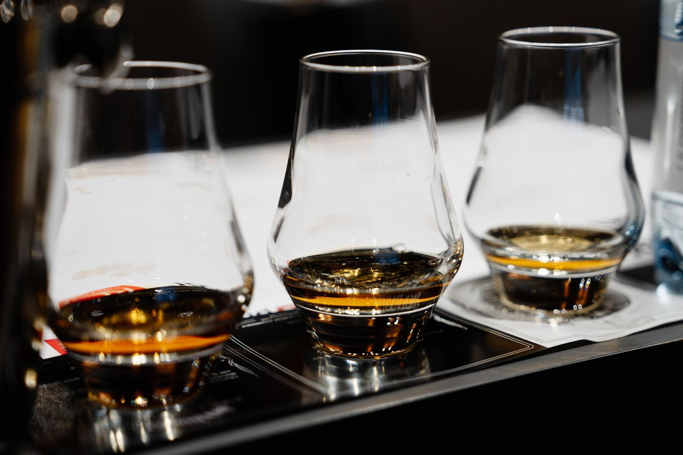 Three whisky tasting glasses